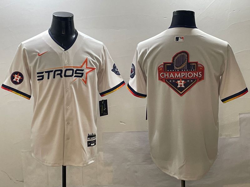 Men Houston Astros Blank Cream Three generations Joint Name 2025 Nike MLB Jersey style 18->houston astros->MLB Jersey